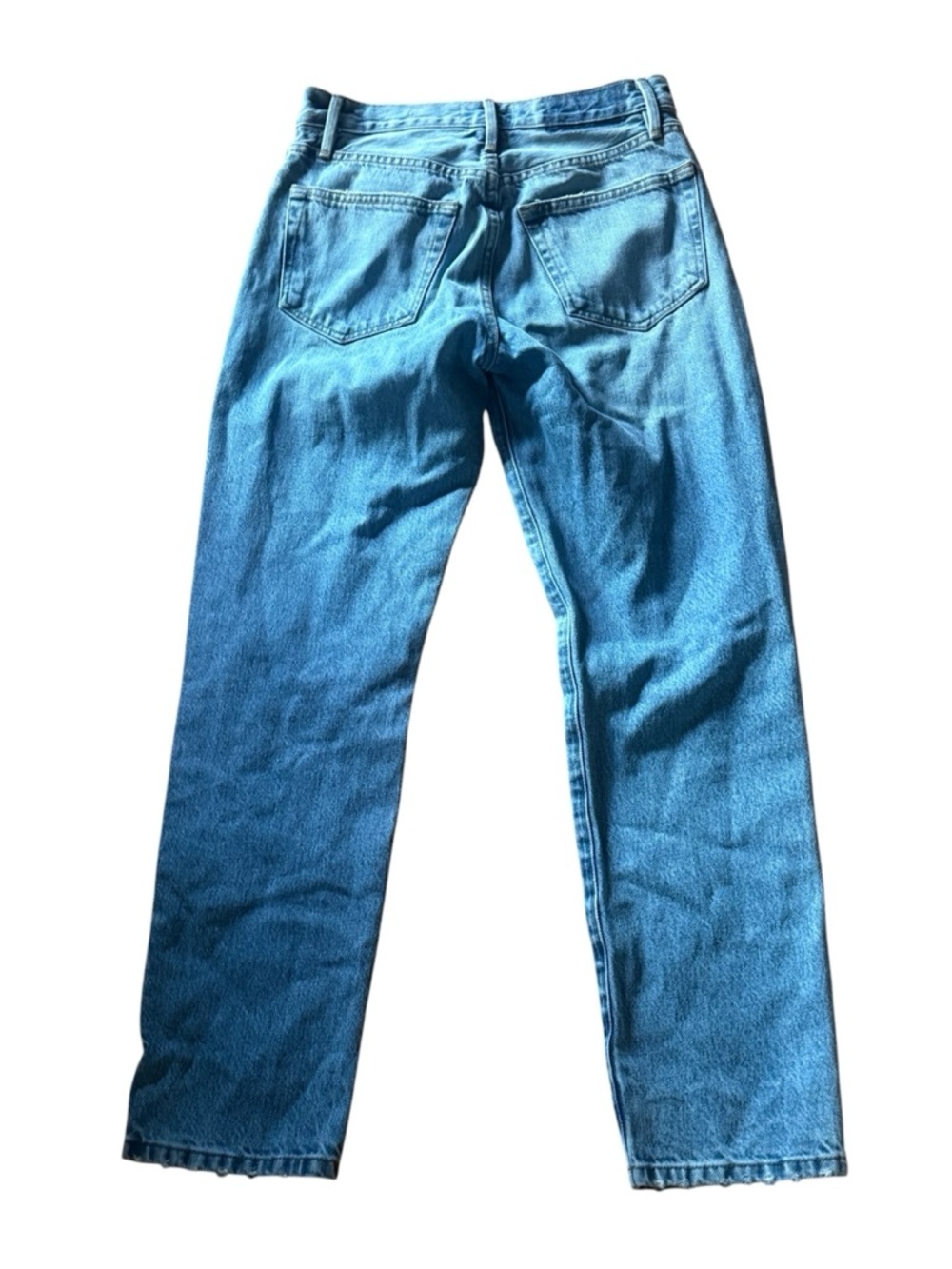 Le Original distressed high-rise straight leg jeans Frame Denim button fly sz 24 - Picture 2 of 12
